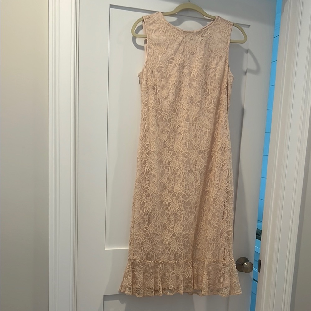 American Living Tan and Pink Sheath Midi Dress